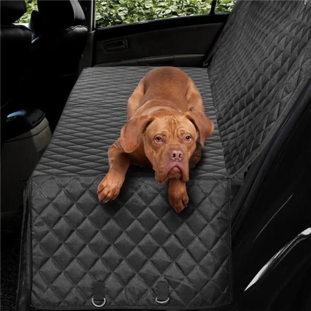 Quilted Dog Car Seat Cover w/ Side Flap Pet Backseat Cover for Cars, 57''Wx60''L